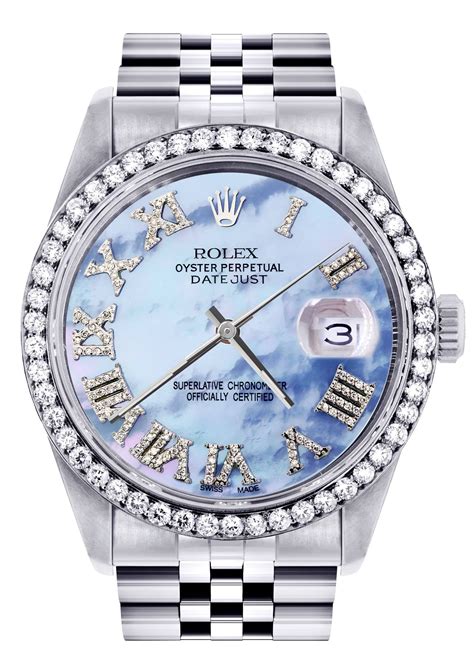 rolex mother of pearls|Rolex 36mm Datejust diamond bezel.